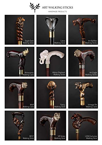 Elephant Walking Stick - Carved Wooden Cane for Gift - Long Hand Crafted Hiking Stick
