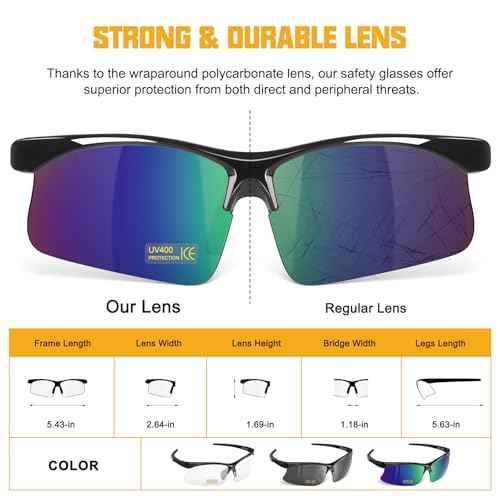 OXG Safety Glasses for Men Women, ANSI Z87.1 Unisex Protective Eyewear Impact Resistant UV Protection