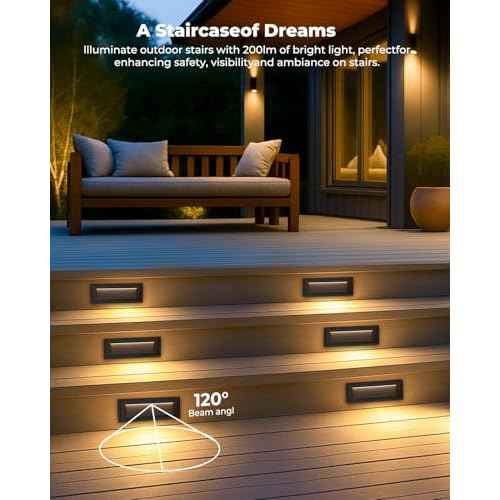 Low Voltage 12V Step Lights Outdoor, 5W LED Landscape Stair Lights, 3000K/4000K/6500K 9 Inch Deck Step Lights, IP65 Waterproof, for Stair Lighting and Yard Patio Pathway Walkway, Pack of 4