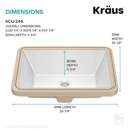 KRAUS Elavo 20.25 in. Rectangular Porcelain Ceramic Undermount Bathroom Sink in White with Overflow Drain, KCU-244