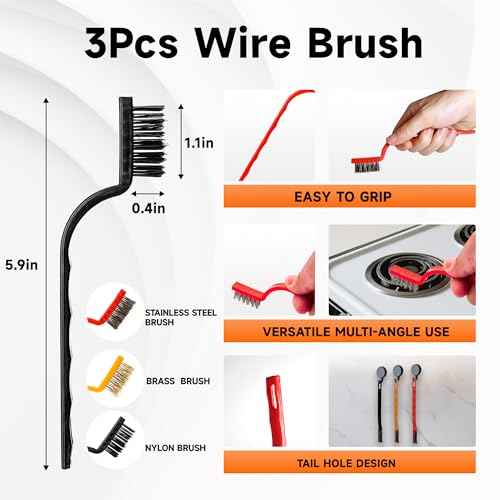 6PCS Razor Blade Scraper Tool, 3Pack Razor Scraper Set with Extra 40Pcs Blades and 3Pcs Wire Brush Set, Glass Top Stove Scraper, Paint Scraper, Cleaning Scraper Tool for Windows, Glass, Sticker