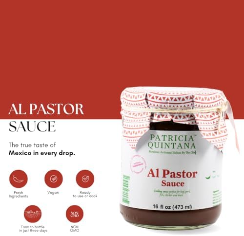Patricia Quintana Al Pastor Cooking Sauce - Authentic Artisanal Mexican Marinades - Perfect for making Al pastor Tacos, Burgers, Grilled Chicken and More (16 oz, 2 Jars)
