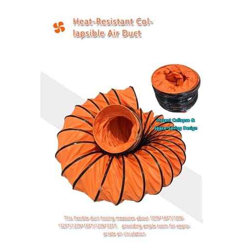 32FT PVC Flexible Duct Hose 10 Inch Duct Hosing with Adjustable Rope for Utility Blower Exhaust Fan Ducting Hose Folding exhaust duct Easy Storage¡¼10 In*32Ft¡½