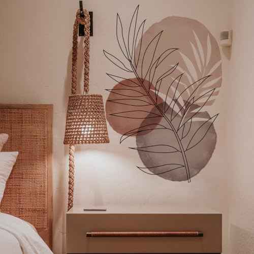 Runtoo Boho Wall Art Decal Leaves Plant Flower Retro Abstract Wall Stickers Living Room Girls Bedroom Bathroom Wall Decor