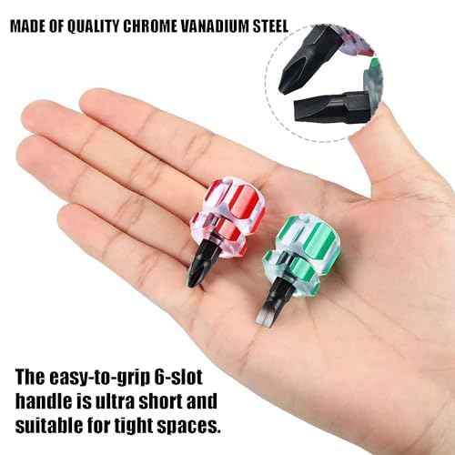 6 Pcs Mini Stubby Screwdriver Set - Ultra Short Flat Head & Phillips Screwdriver for Sewing Machine Repair