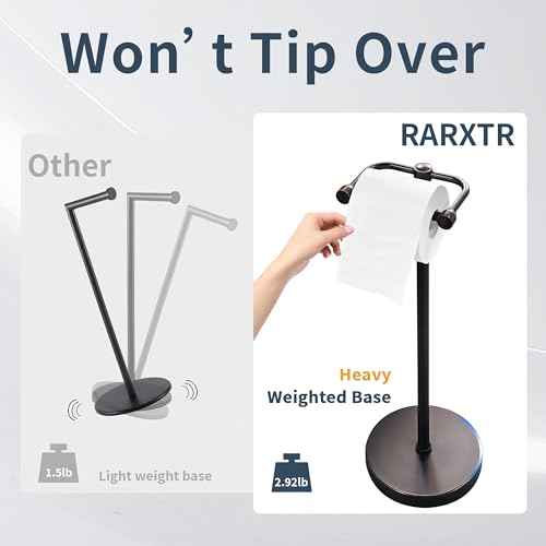Toilet Paper Holder Stand, Post Pivoting Design Free Standing Toilet Paper Holder, SUS304 Stainless Steel Toilet Paper Roll Holder, Heavy Stable Base (Oil Rubbed Bronze)