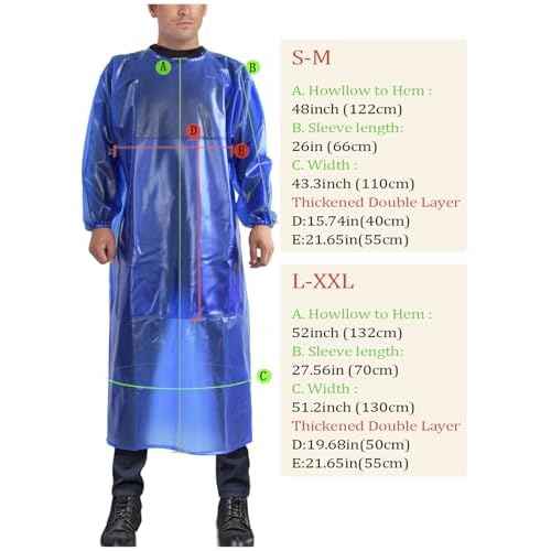 Splash Suit Waterproof Smock Chemical Resistant Apron, Long Sleeve PVC Coverall