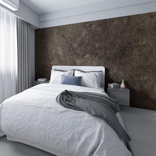 16"¡¿118" Thick Dark Tan Grey Concrete Wallpaper Peel and Stick Glossy Charcoal Gray Concrete Contact Paper Vinyl Adhesive Waterproof Brown Taupe Cement Stickers for Countertops Kitchen Walls