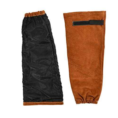 Leather Welding Work Sleeves for Men&Women - Heat&Flame Resistant Arm Protection with Kevlar Stitching and Cotton Lining