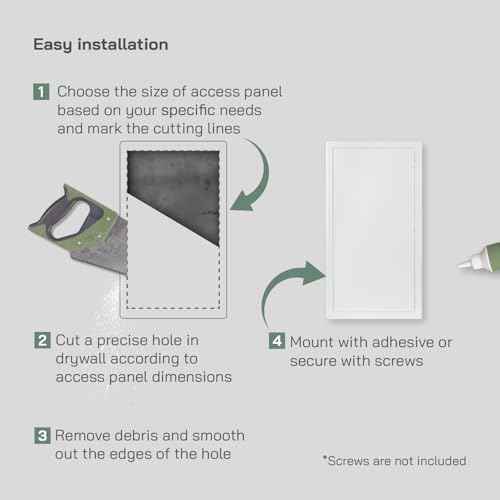 Vent Systems 10'' x 20'' Inch White Metal Access Panel - Easy Access Doors - Access Panel for Drywall, Wall, Electrical and Plumbing Service Door