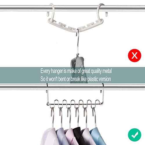 Meetu Space Saving Hangers Magic Cloth Hanger Metal Closet Organizer for Wardrobe Organization (Pack of 20)