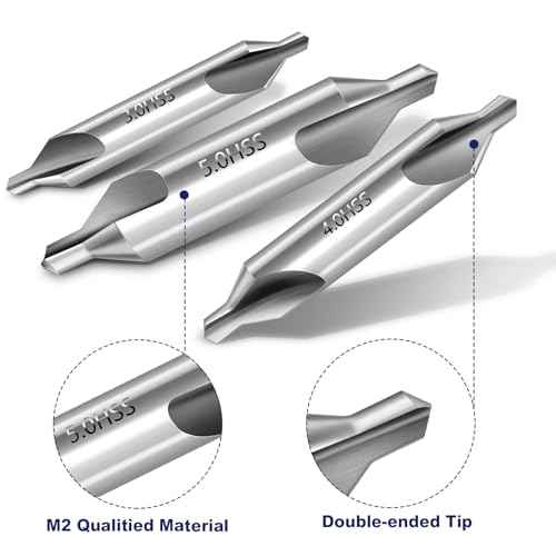 Center Drill Bit Set - M2 High Speed Steel Center Drill, 7pcs 60-Degree Angle Centering Drill Bits Countersink Tools for Lathe Metalworking in Size 1.0 1.5 2.0 2.5 3.0 4.0 5.0