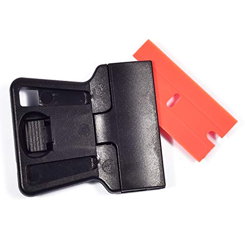 Portable 1.5inch Mini Metal Razor Scraper and Plastic Scraper with Blades, Putty Knife Set Removing Glue, Stain, Vinyl, Labels, Stickers, Decals, Pack of 2