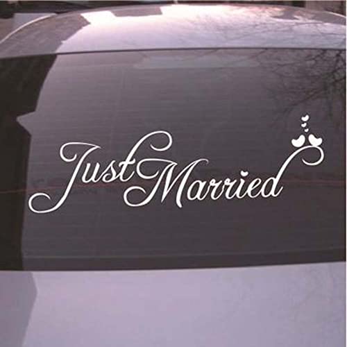 Just Married Car Decals Just Married Vinyl Window Sticker Church Wedding Anniversary Decorations White