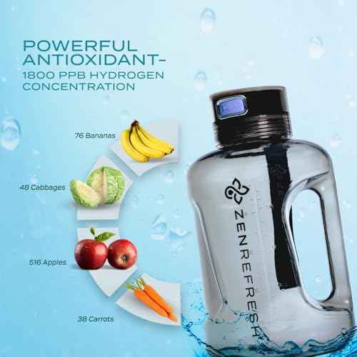 50 Oz Hydrogen Water Bottle, 2025 New SPE/PEM Technology, Large Gym Hydrogen Bottles, Travel Hydrogen Water Bottle Generator With Straw & Additional Cap, USA Brand, Up to 1800 ppb - Black