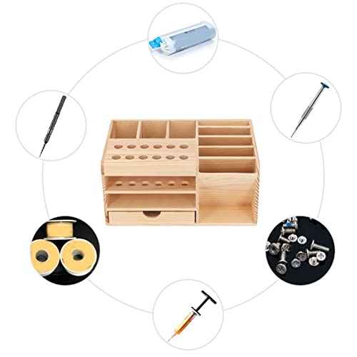 Fydun Repair Tool Organizer Synthetic Wood Strong Smoothly Edges Classified Storage Tool Parts Box Bamboo Screwdriver Organizer Rack Tool