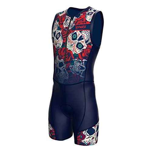 Sparx Men`s Triathlon Suit Trisuit Race Skinsuit Cycling Speed Suit Italian Fabric Swimskin