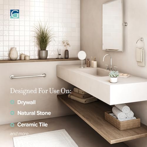 Gatco 974 Glam Wall Mounted 24" Grab Bar, Satin Nickel/ADA Compliant Safety Grab Bar for Bathroom