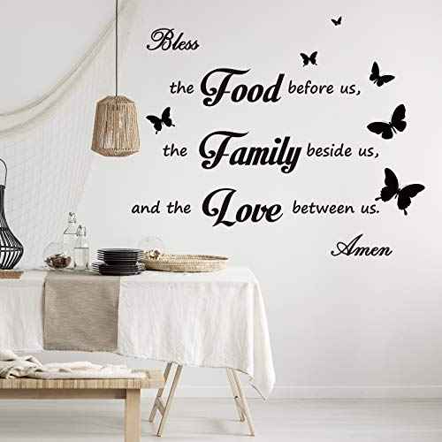 Kitchen Wall Stickers Dining Room Decor Dinner Prayer Sign Bless The Food Before US Sign Family Stickers for Home Wall Decorations(2)