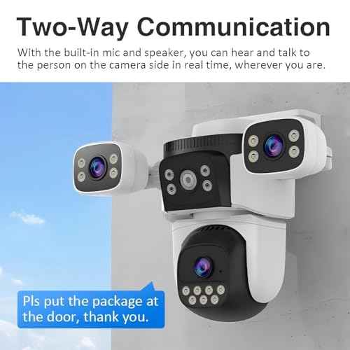 EVERSECU Triple Lens WiFi PTZ Security Camera, Three Cameras in One, Side Cameras with Adjustable All-Angle Arm, 2K 360¡Æ View No Blind Spot, Auto Tracking, Spotlight, 2 Way Audio