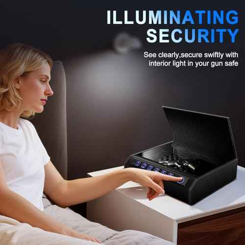 Biometric Gun Safe for Pistols Fingerprint Handgun Safe for Nightstand, Quick Access Pistol Lock Box with PIN Keypad & Keys, Portable Firearm Storage for Home Car Office
