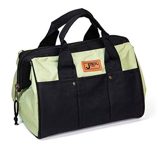 Jetech 17.5-Inch Heavy-Duty Electrician Tool Bag, Waterproof Top Wide Mouth Tools Storage Bag with Adjustable Shoulder Strap MultiPurpose Organizer Bag for Construction Gardening Man