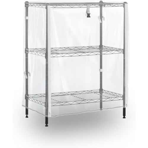 PVC Waterproof 3 Shelf Wire Rack for Wire Shelf Cover - 24" W x 14" D x 30" H - Protects from Dust and Debris - Only Cover (Transparent)
