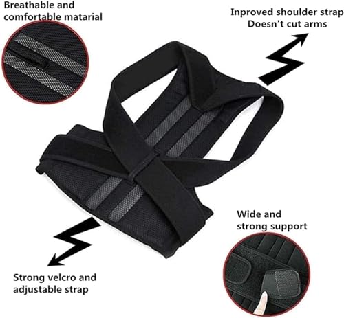 XS-5XL Plus Size Posture Corrector Back Brace Upper And Lower Back Support Women Men Shoulder Straightener Student Teenagers Scoliosis Hunchback Correction Posture Trainer ( Color : Black , Size : 5X-