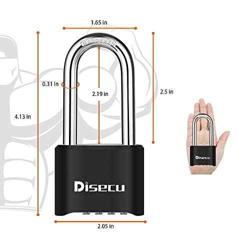 2 Pack disecu Heavy Duty 4 Digit Combination Lock, 2.5 Inch Long Shackle Outdoor Waterproof Padlock for School Gym Locker, Storage Unit, Fence, Gate, Toolbox (Black)