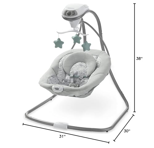 Graco Simple Sway Baby Swing, Side‑to‑Side Motion, Infant Swing with 6 Speeds, Vibration, Ivy