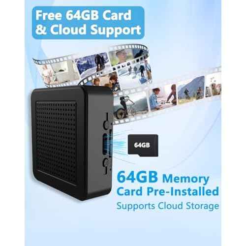 Spy Camera, Works with or Without WiFi, 4K Mini Camera Wireless, Small Cameras for Home Security, Built-in 64GB TF Card, 940nm Night Vision, Motion Detection, for Indoor Outdoor Use