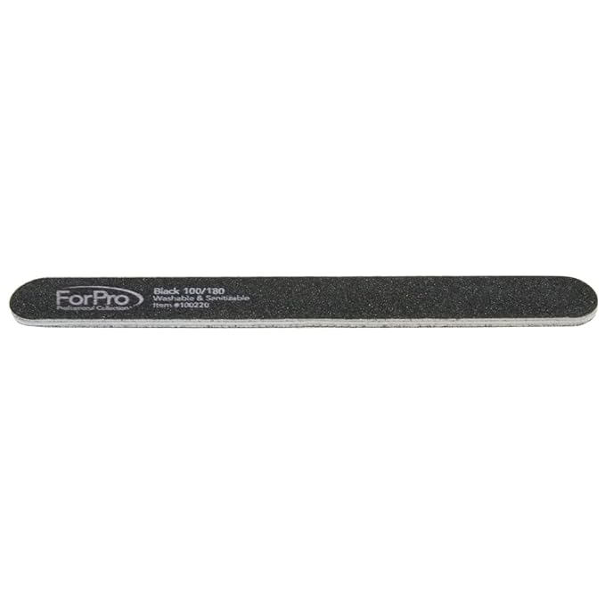 ForPro Professional Collection Nail Foam Boards, Black, 100/180 Grit, Double-Sided Manicure Nail Files, 7Ã¢ÂÂ L x .75Ã¢ÂÂ W, 50-Count