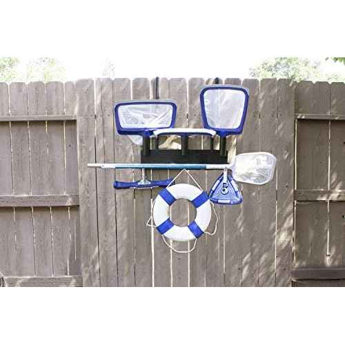 Poolmaster Outdoor Wall-Mounted Tool Organizer Rack, Heavy-Duty Garden Tool Holder and Swimming Pool Equipment Storage for Backyard, Fence, or Garage