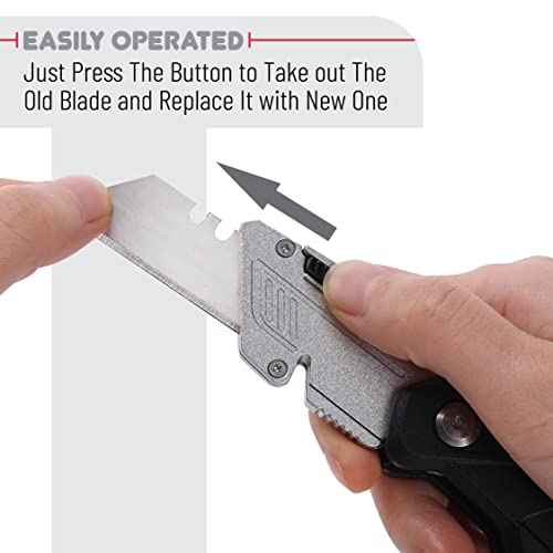 Bates Box Cutter - Folding Utility Knife With 3 Extra Blades, Retractable