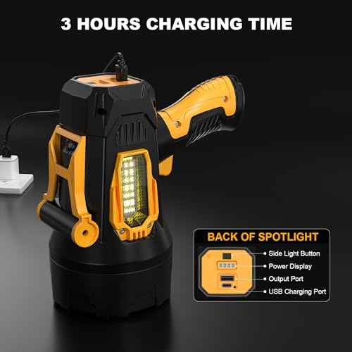 LBE Rechargeable Spotlight, Super Bright 90,000 Lumens Led Flashlight Handheld Spot Lights Outdoor with Cob Light, 10000?Ah Long Lasting Large Spotlight for Hunting Boating Camping