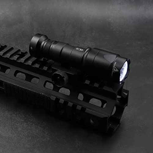 Tactical Picatinny Flashlight M300A Mini Light LED Whitelight with Strobe Weapon Light with Pressure Switch Tactical Flashlight 400 Lumens, Black