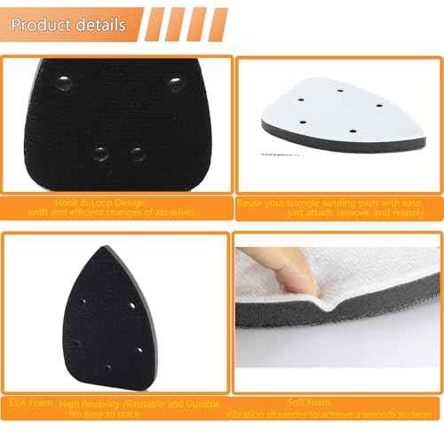 3pcs Mouse Detail Sanding Interface Pad 140mm*90mm 5 Holes Foam Interface Mouse Sander Sandpaper Backing Pad