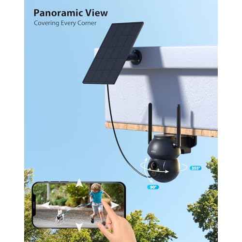 Xega Solar WiFi Camera Outdoor Wireless, 2K PTZ Security Camera with Rechargeable Battery, Color Night Vision, PIR Motion Detection, 2-Way Audio Spotlight & Siren, TF/Cloud Sttorage IP66