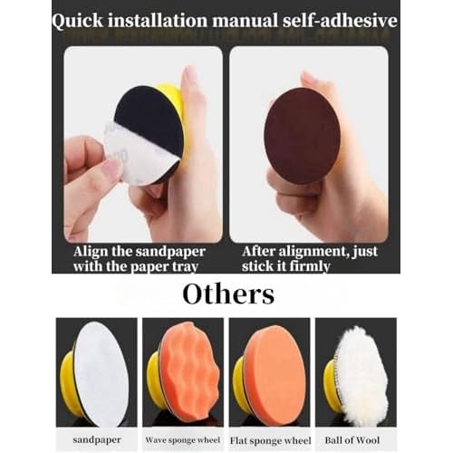 2Pack 3inch Round Hand Sanding Blocks,Hook and Loop Sanding Block,Round Detail Sanding Disc for Wood Furniture Restoration Home Arts and Crafts(Yellow)