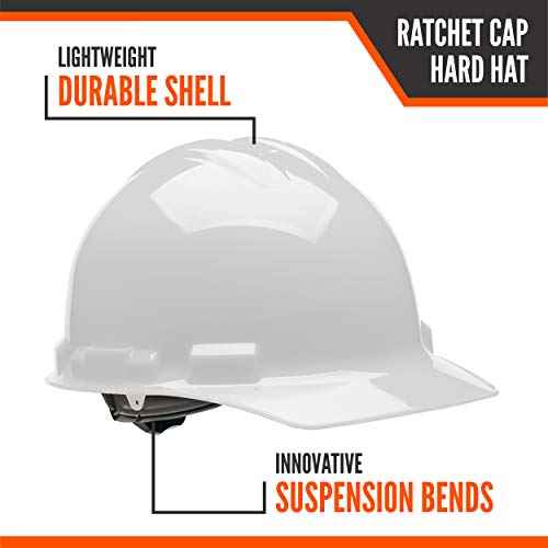 Malta Dynamics Hard Hat ? Cap-Style Construction and Safety Hard Hats for Men and Women, 4 Pt. Hard Hat Suspension System, OSHA & ANSI Compliant, Made in The USA (2 Pack, White)