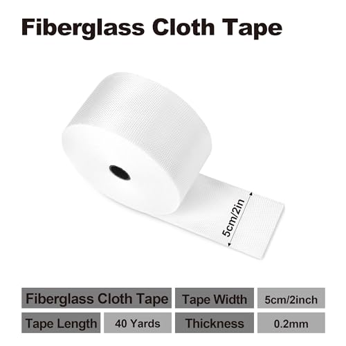 Fiberglass Cloth Tape, 6 oz, 2'' Wide by 40 Yards, Non Adhesive Woven Fiberglass Cloth Roll