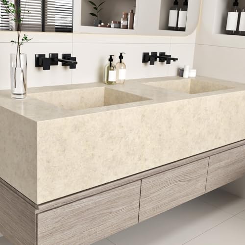 Matte Beige Granite Wallpaper Peel and Stick Countertops Marble Contact Paper for Kitchen Bathroom Waterproof Self Adhesive Granite Vinyl Countertop Covers Backsplash Walls Film 15.75"x78"