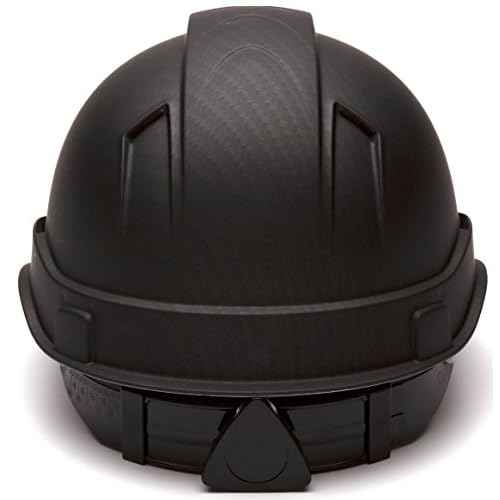 PYRAMEX Ridgeline Cap Style Hard Hat, Vented, 4-Point Ratchet Suspension, Black Graphite Pattern