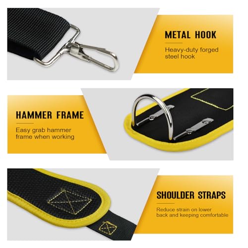 Tool Belts for Men with Suspenders - Magnetic Tool Pouch 26 Pockets Heavy Duty Work Belts - Detachable Adjustable Tool belt Pouch Bag for Electrician, Carpenter, Construction