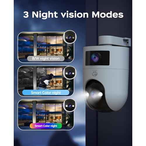 JOOAN Security Camera Outdoor 2K Ultra HD Dual Lens 2.4G/5G WiFi Bluetooth 2 Cams in 1 Auto Tracking 360¡ÆView,2 Ways Audio IP66 Waterproof 3 Night Vsion Modes Cloud/SD Card Storage,Corded Power