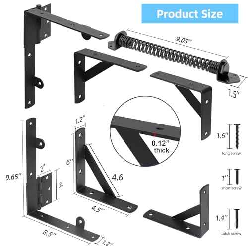 Fence Gate Kit Gate Hardware, 2 Set Anti Sag Gate Kit Gate Frame Cornor Brackets Kit with Self Closing Gate Springs Hings Latchs for Outdoor Garden Backyard Wooden Fence Deck Porch Gate
