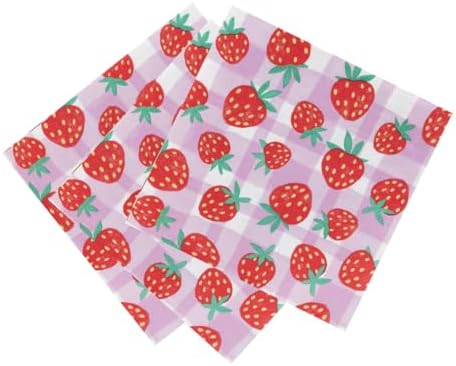 20 x Strawberry Themed Pink Napkins for Tea Parties, Picnics, Mother’s Day, Wimbledon | Spring Table Decorations, Summer Serviettes for Decoupage | Eco-Choice | (NO PLASTIC) Talking Tables Branded