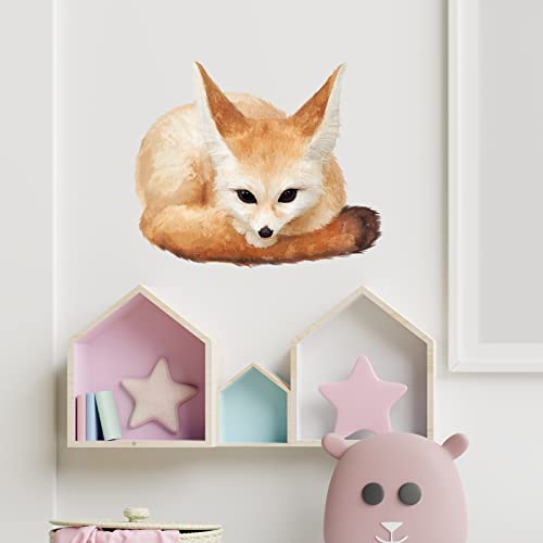 Fennec Fox Wall Decal Nursery Animal Desert Fox Wall Sticker Removable Peel and Stick Waterproof Wall Art Decor Stickers for Kids Baby Classroom Living Room Playing Room Bedroom