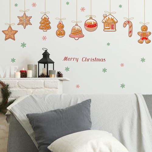 Christmas Wall Decals for Bedroom Hanging Christmas Tree Snowflake Gift Wall Stickers for Living Room Window Decor Removable Art Mural for Kids Baby Gift Nursery Door Decor Supplies (Style2)
