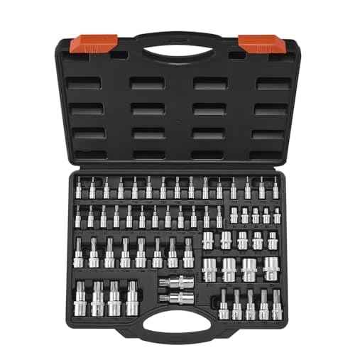 VEVOR Torx Bit Socket and External Torx Socket Set, 60-Piece T6-T70, TT6-TT70, TP8-TP60, E4-E24, S2 Alloy Steel and Cr-V Steel, 1/4 in, 3/8 in, and 1/2 in Drives, with Enhanced Storage Case, Hand Use